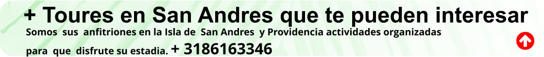 + Toures en San Andres que te pueden interesar  Somos  sus  anfitriones en la Isla de  San Andres  y Providencia actividades organizadas   para  que  disfrute su estadia. + 3186163346